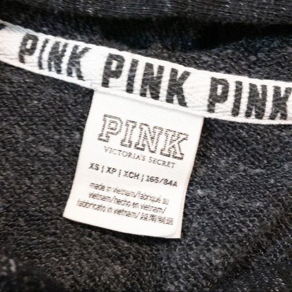PINK Victoria's Secret Charcoal Grey Lace Up Side Hoodie - Size XSmall - Picture 8 of 10
